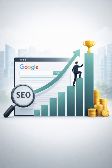 Representación visual de análisis SEO y crecimiento de datos